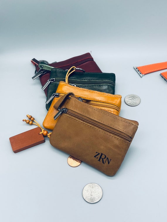 Personalized leather top coin purse