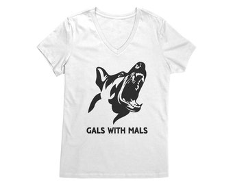 Gals With Mals  Women's V Neck Tee