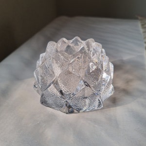 Orrefors NIMBUS Artichoke Candle Holder, Design by Berit Johansson, Sweden ART Glass, Swedish Crystal Glass Tealight Candleholder