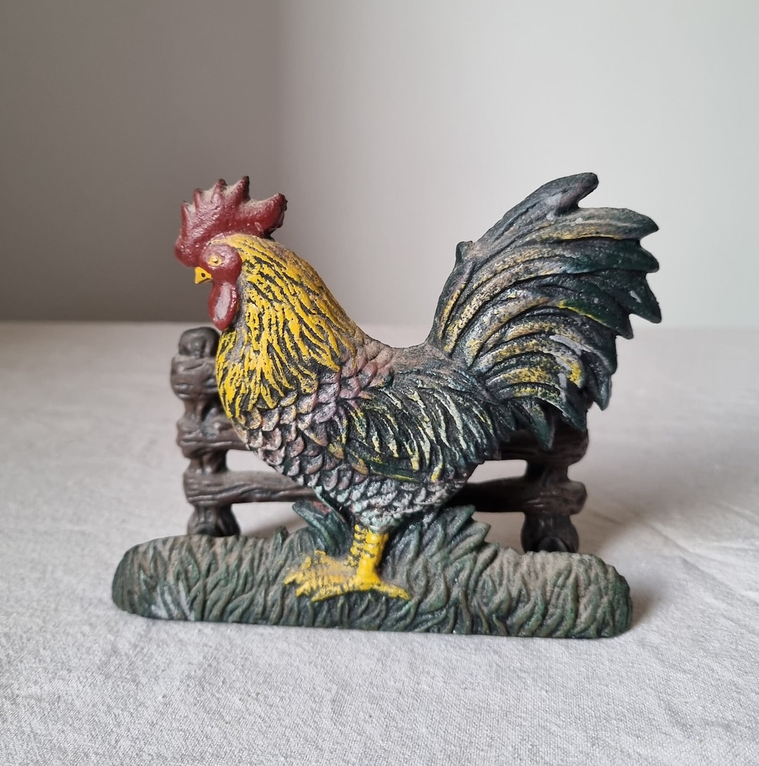 Cast Iron ROOSTER Napkin Holder Collectible Heavy Ornament Figurine