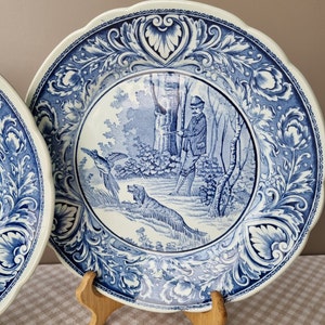 Antique Delft Blue Royal Sphinx Holland - Hunting-  Wall Plates by Bosh | Delft Blue Holland Handpainted Ceramic | Delft Souvenir Collection