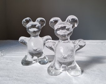 Vintage BERGDALA ART Glass BEAR figurine, Sweden vintage, 1980s | Clear Glass Paperweight | Scandinavian Design, Collectable Glass
