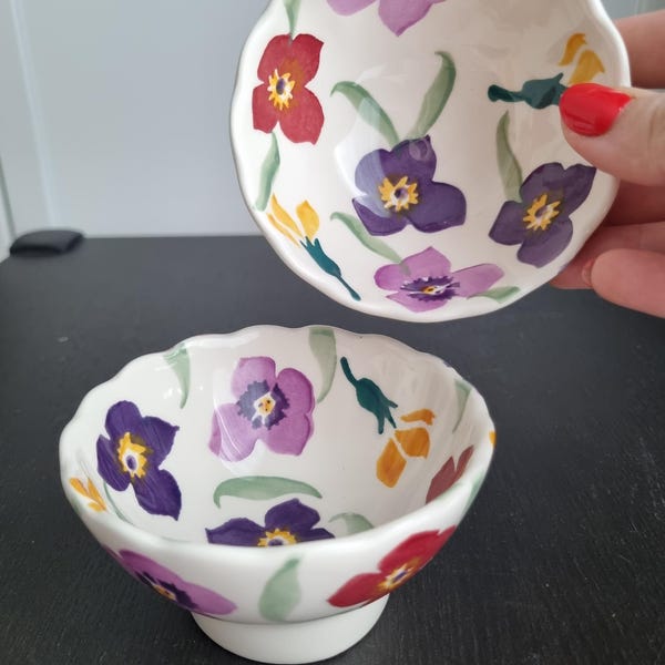 EMMA BRIDGEWATER - Zestaw misek kwiatowych, pomysł na prezent, wystrój kuchni w stylu rustykalnym, Anglia, kolekcjonerskie naczynie porcelanowe