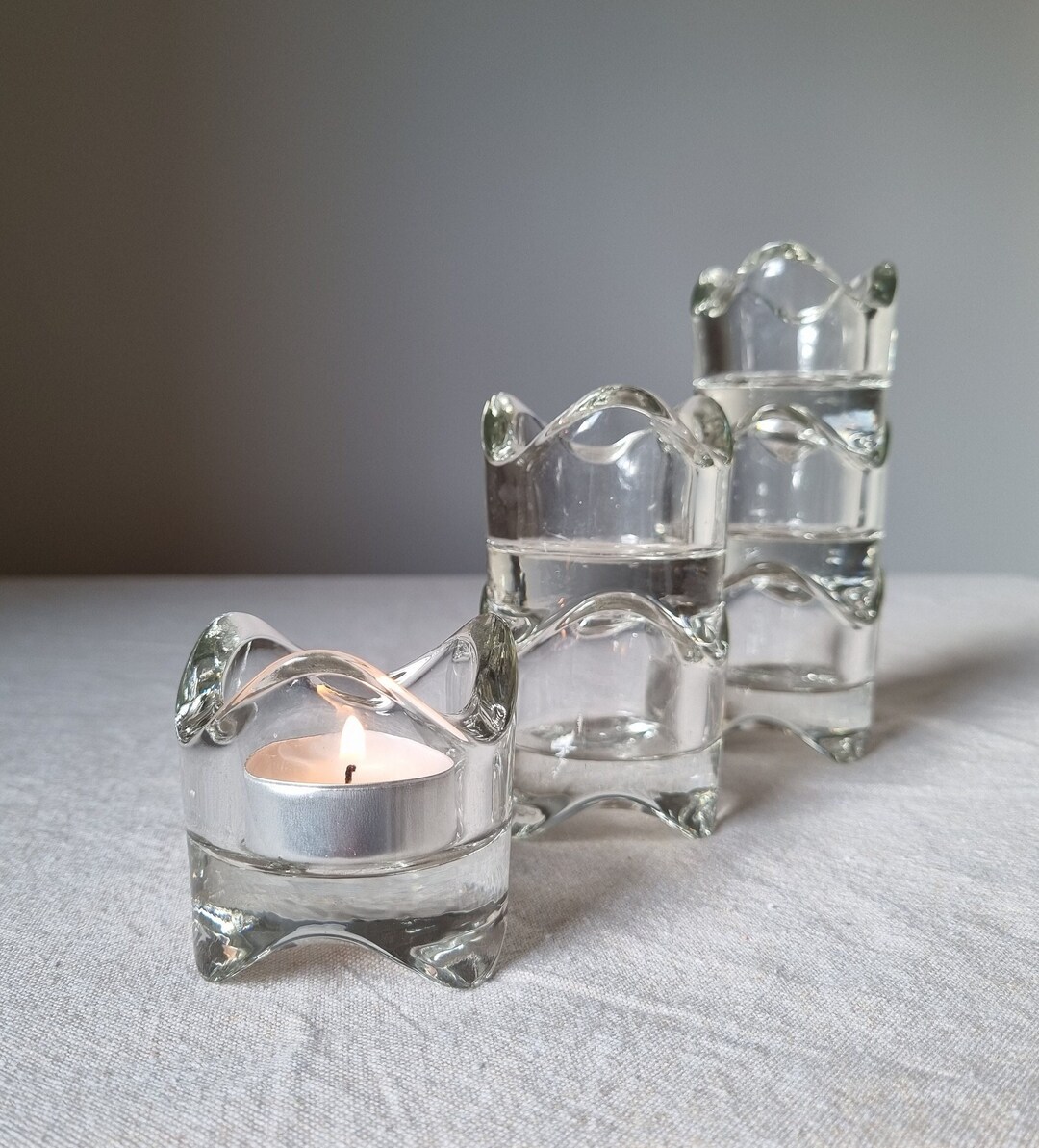 Clear Glass Tealight Candle Votive Holder Set of 6 Minimalistic Home Decor Tea Light Holder