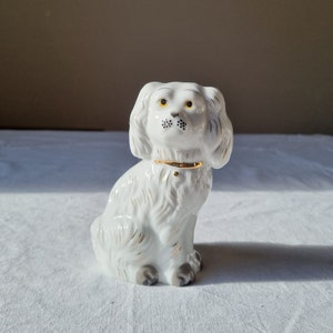 Mid Century Modern White SPANIEL DOG Sculpture, Italy, 1960s, Collectible Figurine, Vintage Dog figurine, Cute Puppy, Gift Idea