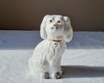 Mid Century Modern White SPANIEL DOG Sculpture, Italy, 1960s, Collectible Figurine, Vintage Dog figurine, Cute Puppy, Gift Idea