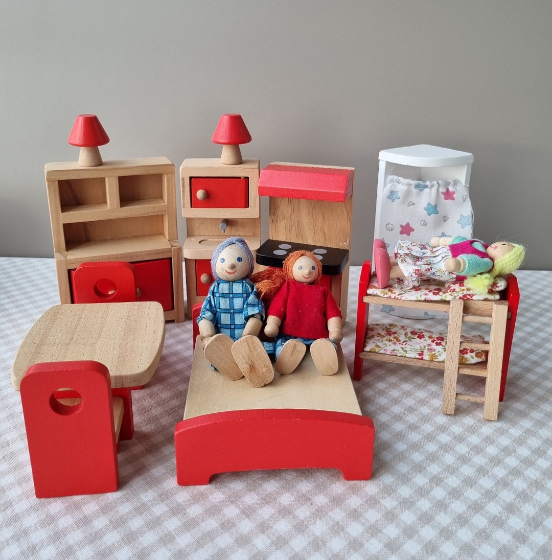 Vintage Wooden Dolls House Furniture Play Set Various Dolls Etsy