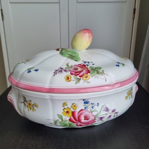 SPODE Tureen / Side Dish Vegetable Serving Dish Copeland Spode Pink And white Marlborough sprays pattern, Owen to Table, England