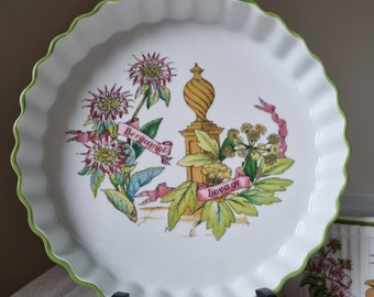 Vintage Royal Worcester Porcelain 'Country Kitchen' Flan & Souffle Dish | Botanical, Made in England, Cooking Tray, Kitchen Decor