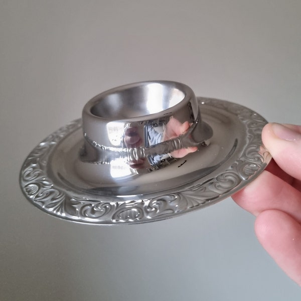 CROMARGAN Stainless Steel Single Egg Cup Serving Plate, Boiled Egg Server, Breakfast Ware, Egg Holder, Germany, Mid Century Modern