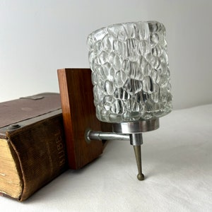 Vintage Wall Lamp, Scandinavian Wooden Lamp with Glass Sconce,