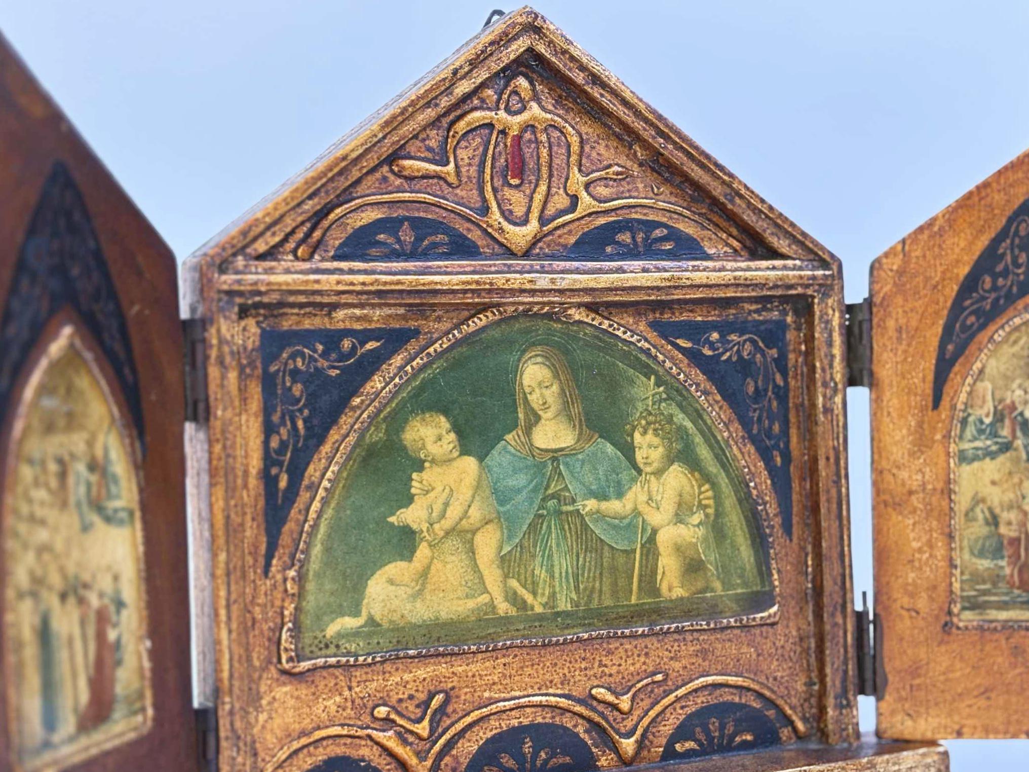 Italian Florentine Vintage Gold Gilt Wood Religious Triptych – Madonna ...
