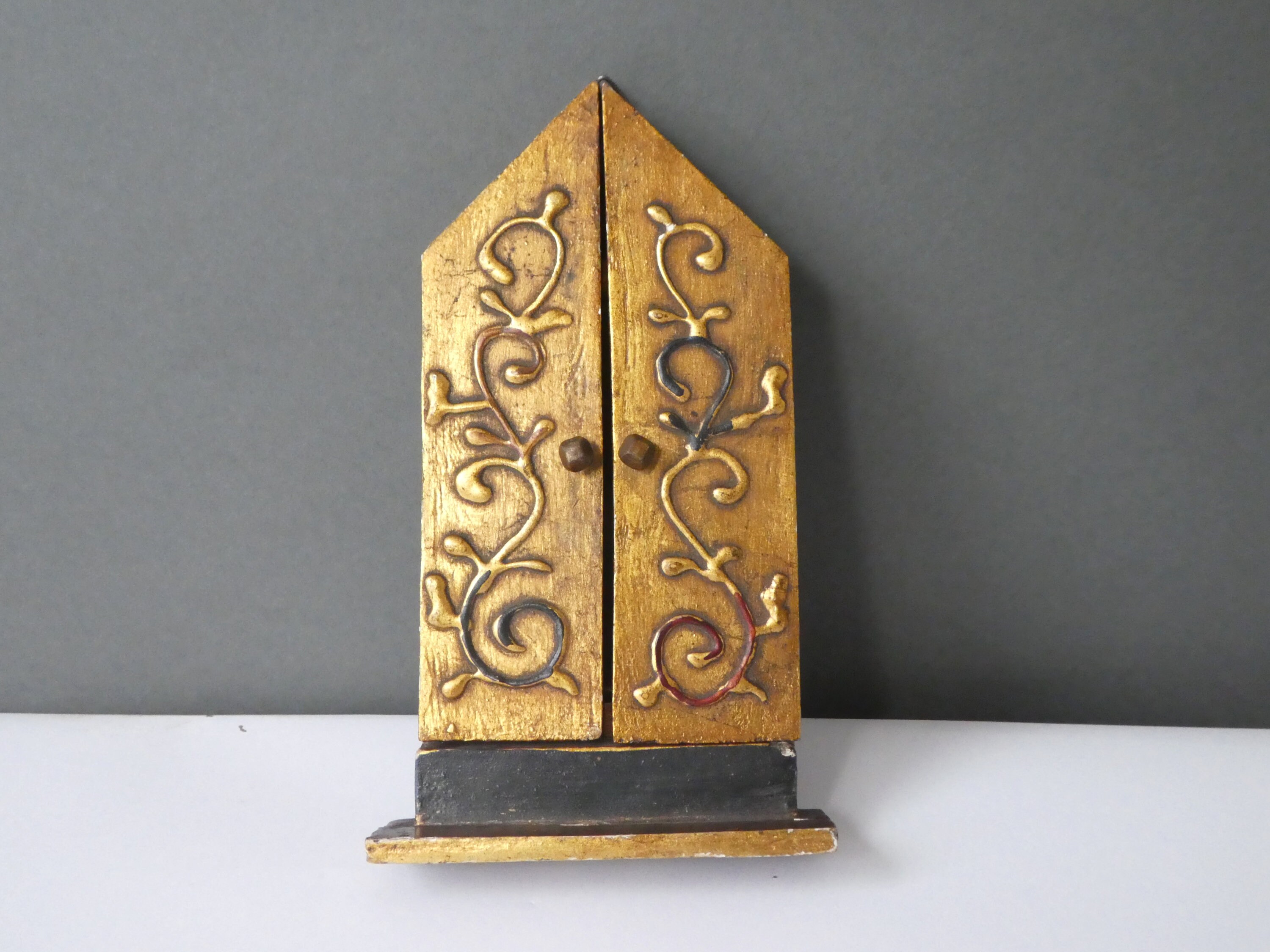 Small Italian Florentine Religious Triptych, Vintage Virgin Mary Wood ...