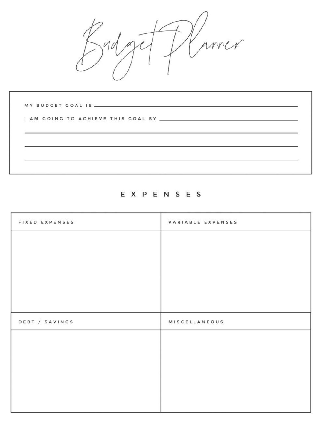 Simple budget planner etsy