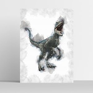 RAPTOR POSTER - Dinosaur Poster - Velociraptor Poster - Watercolor Art - Wall Art - Printable Art - Wall Decor - Digital Download