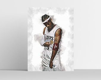 ALLEN IVERSON - Sport Poster - NBA Poster - Basketball Player Poster - Digital Art - Watercolor Art - Wall Art - Printable Art - Room Decor