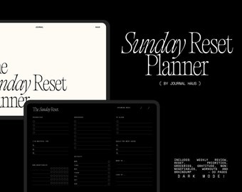Dark Mode Digitaler Planer für iPad | GoodNotes Wellness Wochenplaner | Undatiert | Sofort Download