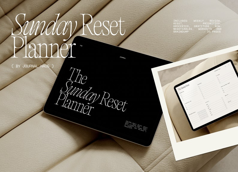 Sonntag-Reset Wochenplaner Digital für iPad | GoodNotes Wellness Planer | Undatiert | Sofort Download Bild 1