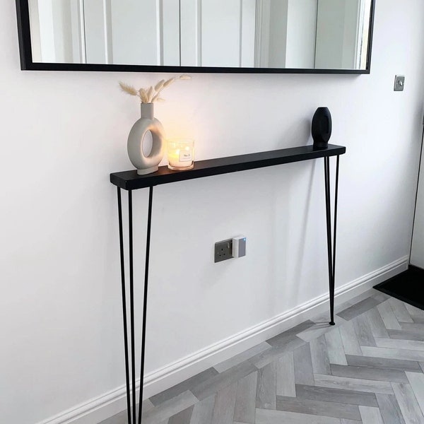 Black Console Table, Hallway Table, Narrow Table, Black Hairpin Legs l Modern Rustic Furniture
