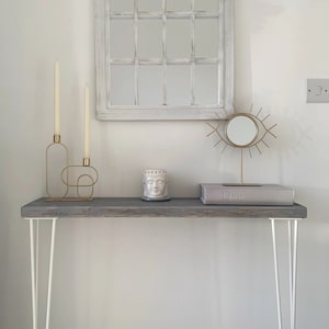 White console table with hairpin legs outlet