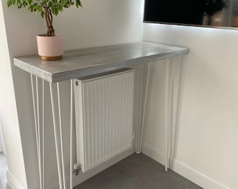 Breakfast Bar, Kitchen Table, Kitchen Worktop Table, High Desk with Steel Hairpin Legs, Shabby Chic Furniture, Rustic l 60cm - 190cm