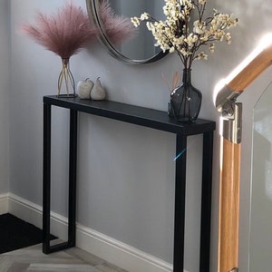 Black Console Table With Handmade Industrial Steel legs | Hallway Table | Radiator cover |Custom Sizes and Colours 70-160cm