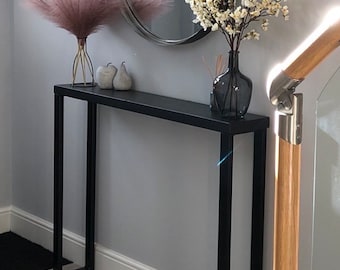 Black Console Table With Handmade Industrial Steel legs | Hallway Table | Radiator cover |Custom Sizes and Colours 70-160cm