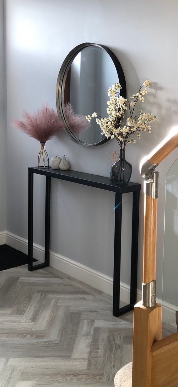 Black Console Table With Handmade Industrial Steel Legs Hallway Table Radiator Cover custom Sizes and Colours 70 160cm Etsy