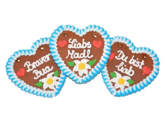 1 Wiesn gingerbread heart with Bavarian saying, 17 cm