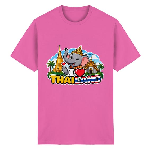 I Love Thailand – Smiling Elephant Exclusive Munich Palms Design - Heavy Cotton T-Shirt