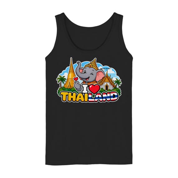 I Love Thailand – Smiling Elephant Exclusive Munich Palms Design - Ladies Tank Top
