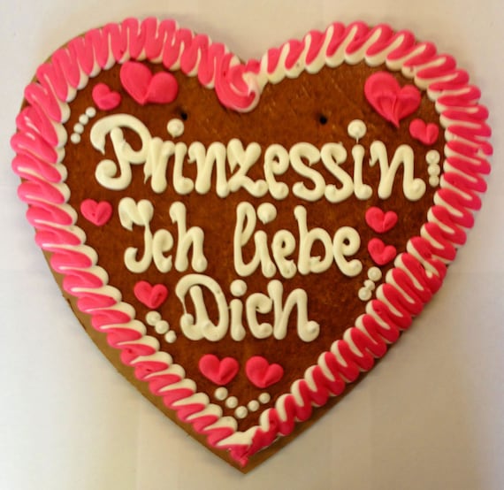 Gingerbread heart huge approx. 2000 grams 55 x 63 cm XXXL with text Princess I love you