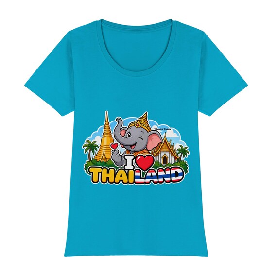 I Love Thailand – Smiling Elephant Exclusive Munich Palms Design - Women's Premium Classic T-Shirt