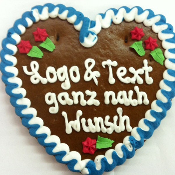 Lebkuchenherz 180 Gramm mit individuellem Text , 22 x 23 cm mit Wunschtext