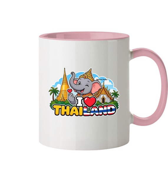 I Love Thailand – Smiling Elephant Exclusive Munich Palms Design - Two-tone Mug