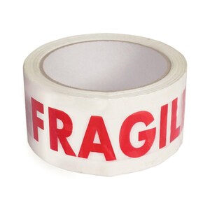 144 rolls of Fragile Printed Packaging Parcel Tape Sellotape Strong Large Rolls - 48mm x 91m High Tack