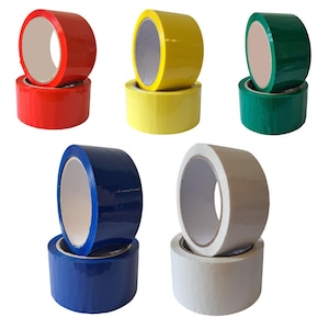 Coloured Packing Tapes 48mm x 66m – Strong Adhesive Packaging Tape for Boxes, Parcels & Cartons – Blue, Green, Red, White, Yellow Packaging