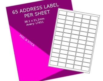Mini address labels 65 per sheet