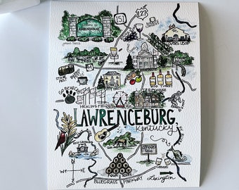 Lawrenceburg, KY Map Print, Lawrenceburg Kentucky Print, Kentucky Wall Art, jporiginals