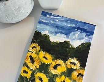 Sunflower Notebook, original art journal, sunflower journal, jporiginals