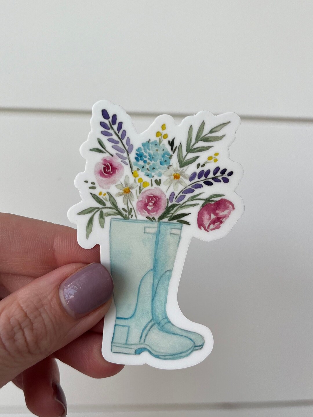 Spring Rainboot Floral Sticker, Flower Sticker, Spring Sticker ...