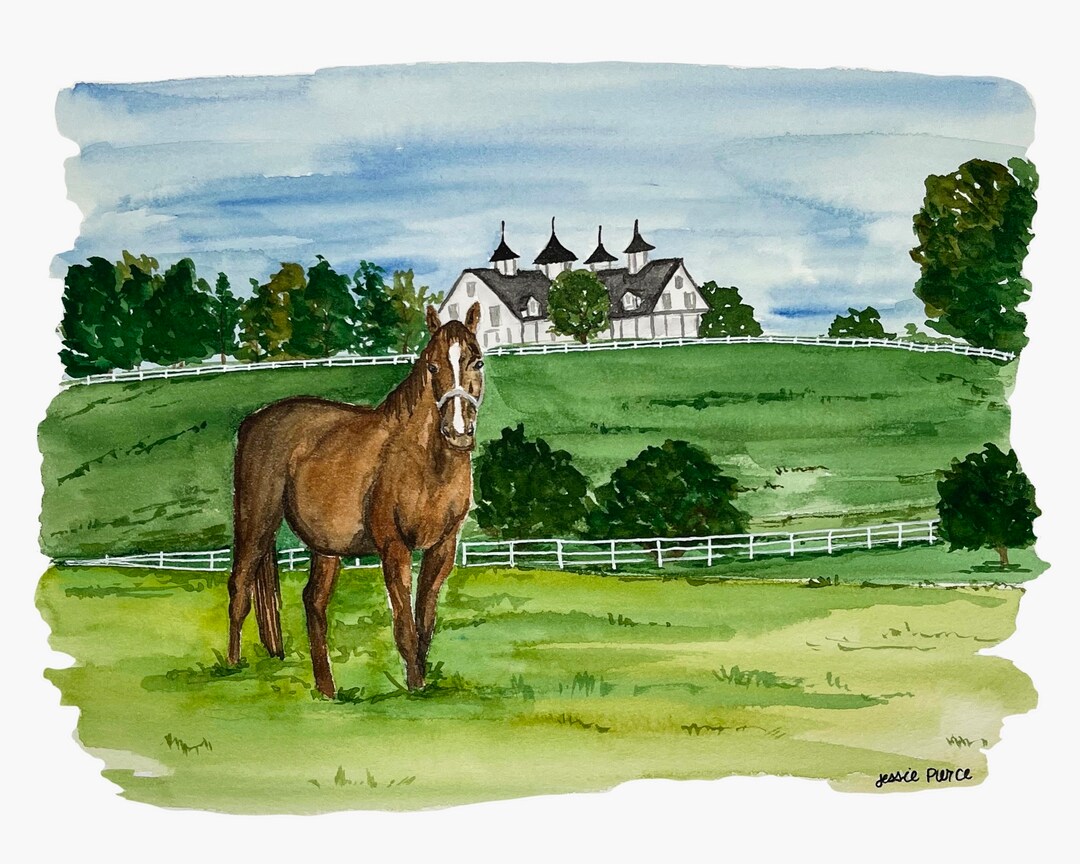 Kentucky Horse Art Print, Lexington KY Art Print, Watercolor KY Art ...
