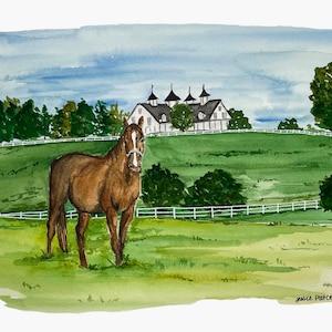 Kentucky Horse Art Print, Lexington KY Art Print, Watercolor KY Art, Kentucky Print, Kentucky Wall Art, jporiginals