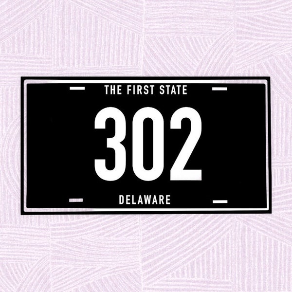 Delaware 302 SVG Area Code Black Tag License Plate State File DE Uniteds States Of America Cut Out