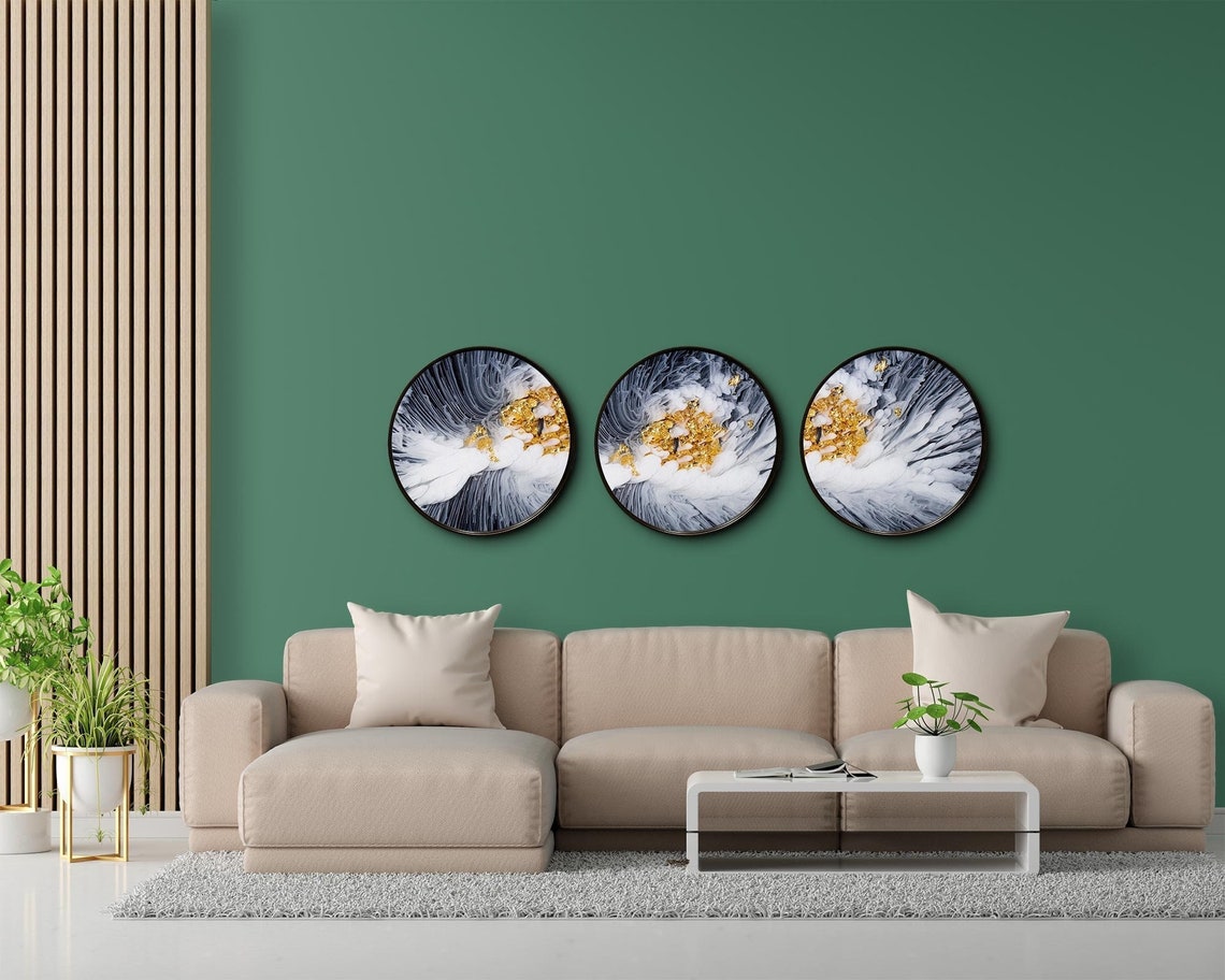 Round Wood Wall Decor Extra Large Wall Art Abstract Resin Etsy