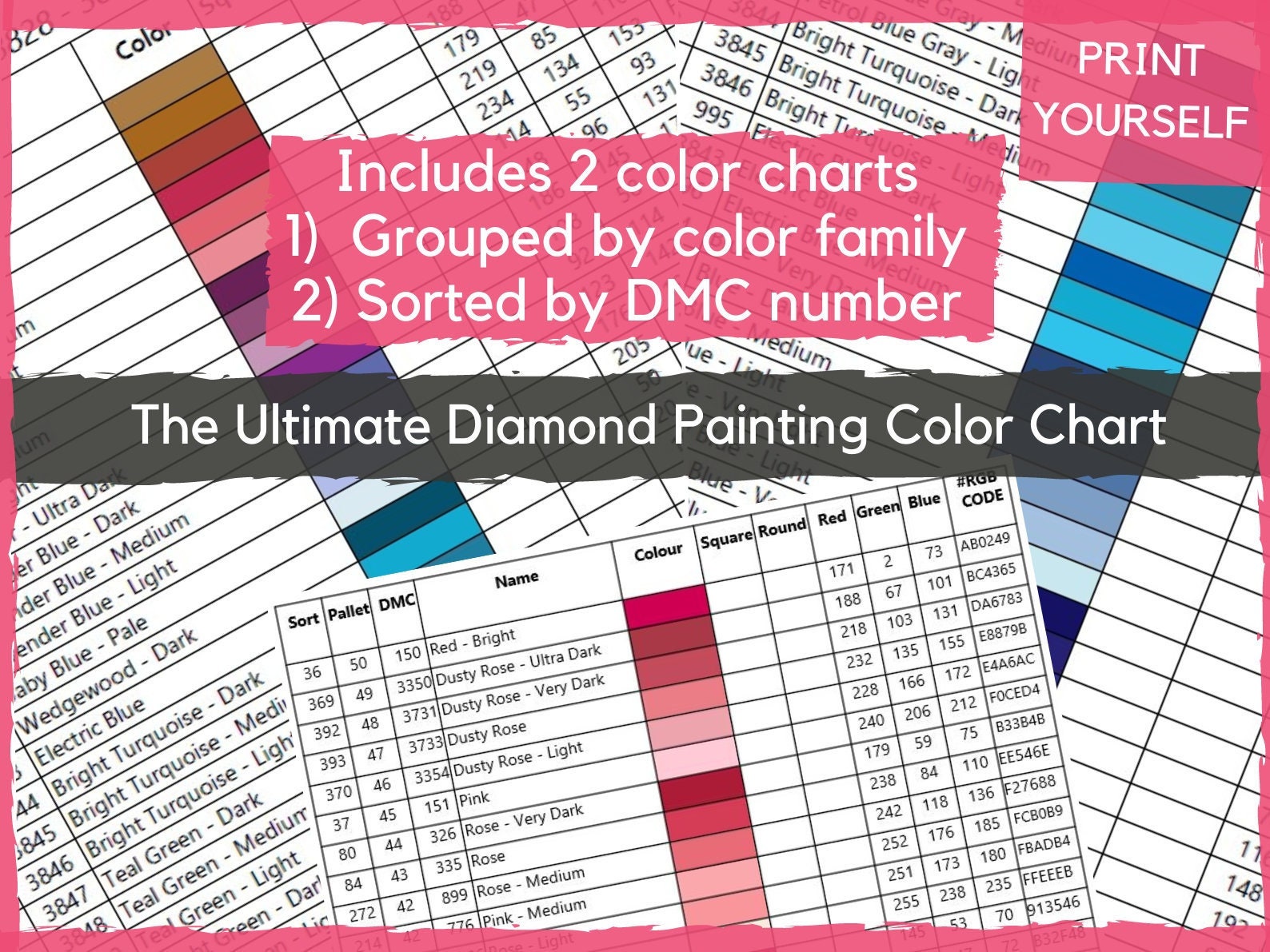 DMC Color Chart Book for Diamond Painting: The Complete Table: 2019 DMC Color Card [Book]