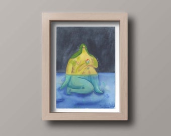 Poster, peaceful mother nature, night time, illustration, art print