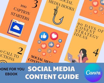 Social Media Content Guide Ebook Strategy | Grow Your Brand Online | Instagram, CTA, Hooks, Captions | Instant Download PDF, Canva Template