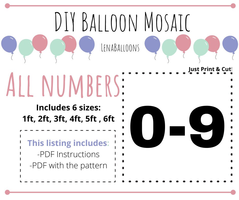 Mosaic Balloon Frame Template for Numbers 0-9 2 Ft 5 Ft - Etsy