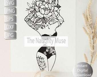 Floral Head Woman Svg,  Floral Face Line Art, Svg, Png, Eps, Jpg Dfx , Instant Digital Download, Printable Art Cut File , Sublimation,